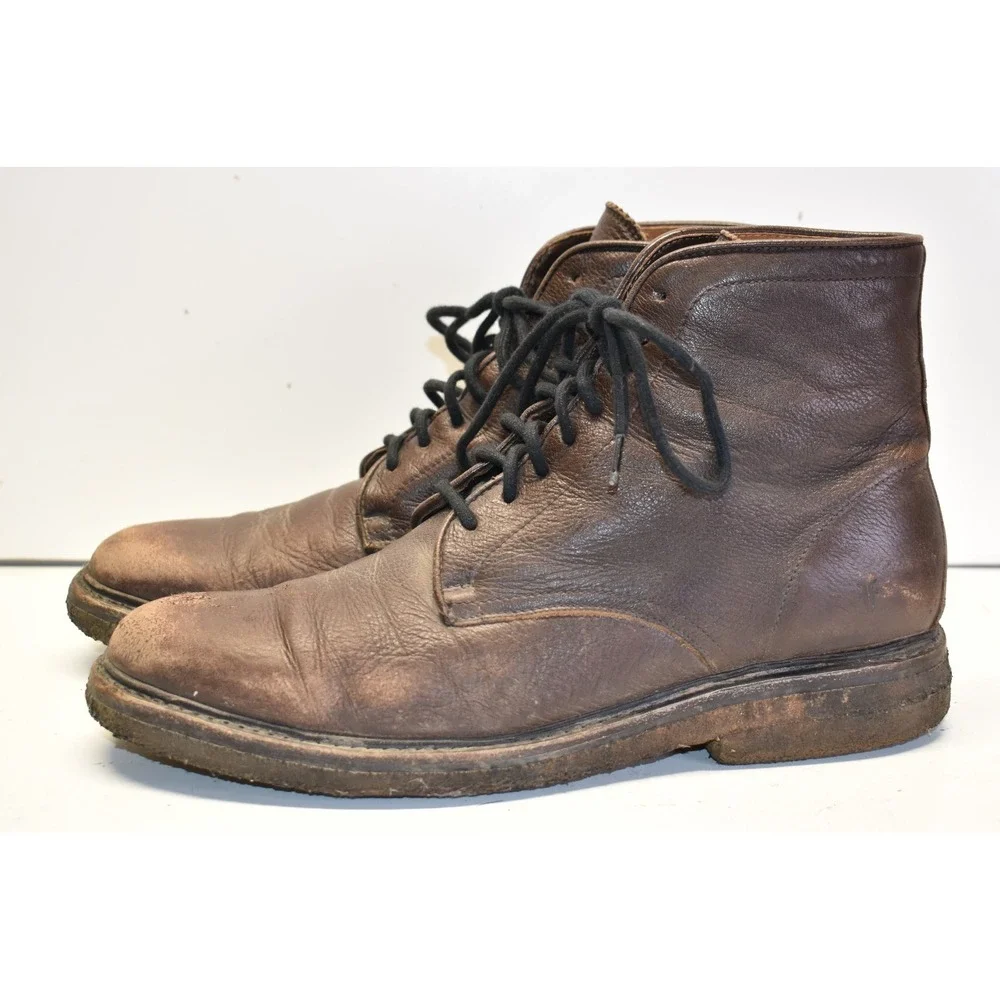 Frye Corey Lace-Up Leather Boots Dark Brown Mens Size 10.5D Chukka Gum‎ Soles